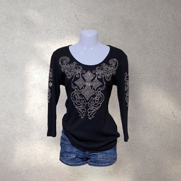 !! DO NOT BUY !! Reba Made in USA Cross Rhinestoned Black - Picture 1 of 3